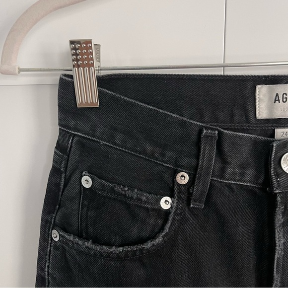AGOLDE Cherie High Rise Straight Leg Jeans in Distortion Black Distressed 24 - Picture 6 of 15
